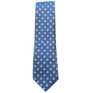 ROOSTER cornflower blue silk twill 3.0” tie w/ popping embroidered flowers